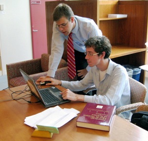 Will (L) and Christopher pretending to work on the project for the AIP newsletter.