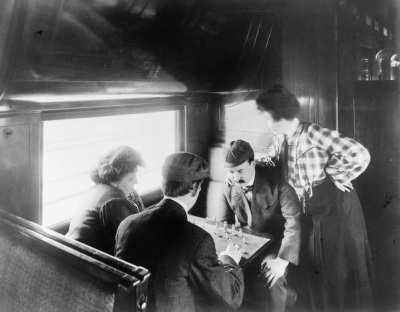 A game of chess in a tourist sleeper, c. 1906. Photograph by George R. Lawrence Co. Source: Library of Congress.
